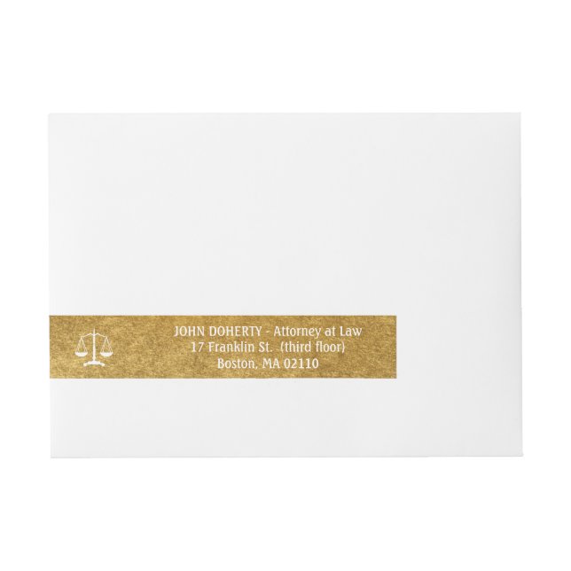 Perfect Scales of Justice | Gold Lawyer Wraparound Address Label (Front)
