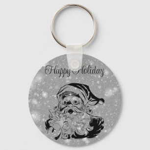 Perfect, Silver Sparkly Christmas SantaClous Key Ring