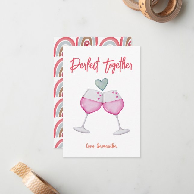 Perfect Together Watercolor Valentine Holiday Card (Front/Back In Situ)