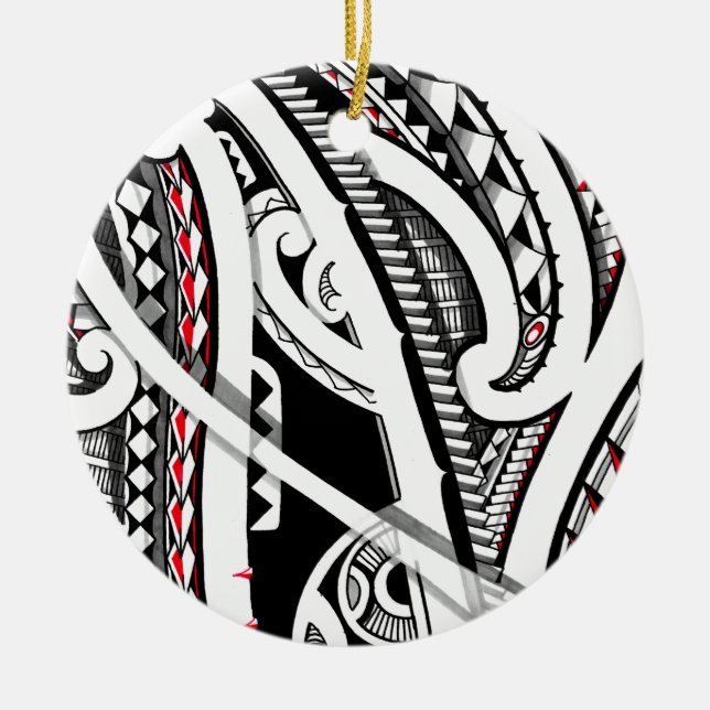 Perfect tribal polynesian/maori tattoo art ceramic ornament (Front)