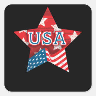 Perfect USA Flag Colour Star - LOVE USA Square Sticker