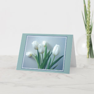 Perfect White Tulips On Blue Card