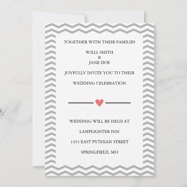 Perfect Zig Zag Wedding Invitation (Front)