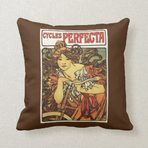 Perfecta Bicycles with Woman Advertisement Poste Cushion