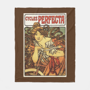 Perfecta Bicycles with Woman Advertisement Poste Fleece Blanket