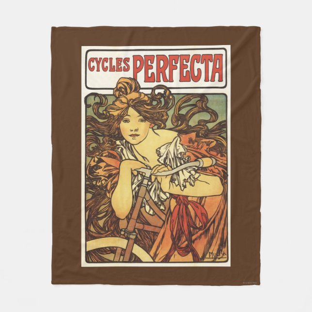 Perfecta Bicycles with Woman Advertisement Poste Fleece Blanket (Front)