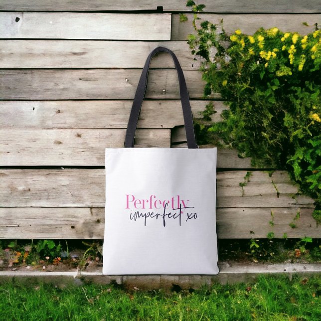 Perfectly Imperfect xo Inspirational Message Tote Bag (Creator Uploaded)