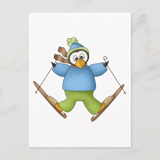 Perfectly Penguin · Skiing Postcard (Front)