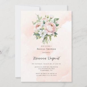 Perfectly Pink Paint Peony Bridal Shower Invitation
