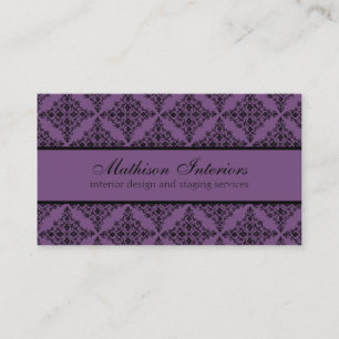 Perfectly Polished Damask Business Card, Purple Card