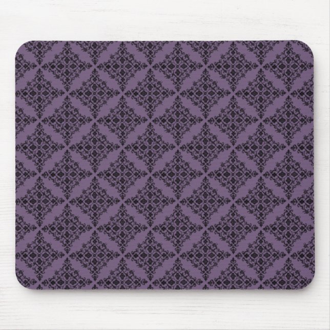 Perfectly Polished Damask Mousepad, Purple Mouse Pad (Front)