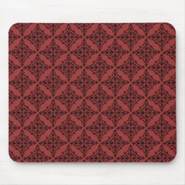 Perfectly Polished Damask Mousepad, Red Mouse Pad (Front)