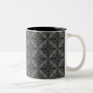 Perfectly Polished Damask Mug, Grey Two-Tone Coffee Mug