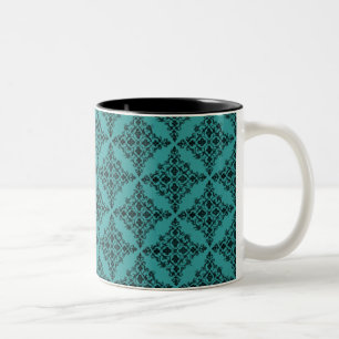 Perfectly Polished Damask Mug, Teal Two-Tone Coffee Mug