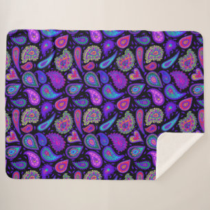 Perfectly Purple Paisley Pretty Sherpa Blanket