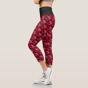 PERFECTLY RED ROSES CAPRI LEGGINGS
