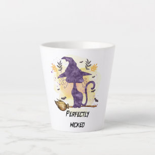 Perfectly Wicked – Purple Witch Cat Silhouette Latte Mug