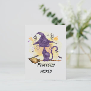 Perfectly Wicked – Purple Witch Cat Silhouette Postcard