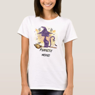 Perfectly Wicked – Purple Witch Cat Silhouette T-Shirt