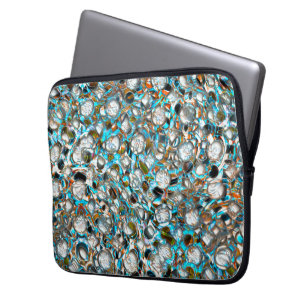 Perforated bluish piece over whitish texture  laptop sleeve