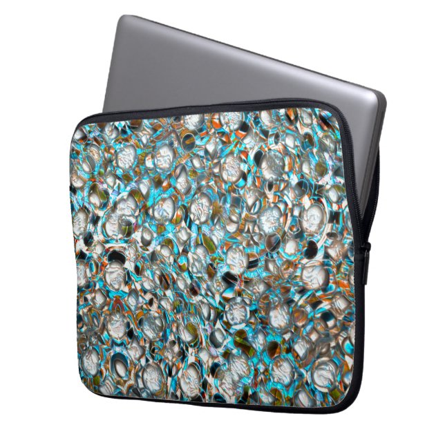 Perforated bluish piece over whitish texture  laptop sleeve (Front Left)