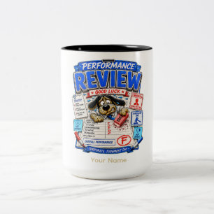 Performance Review Personalised Funny Office Two-Tone Coffee Mug