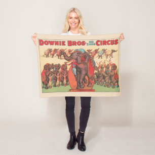 Performing Elephants With Women And Trainer. Fleece Blanket