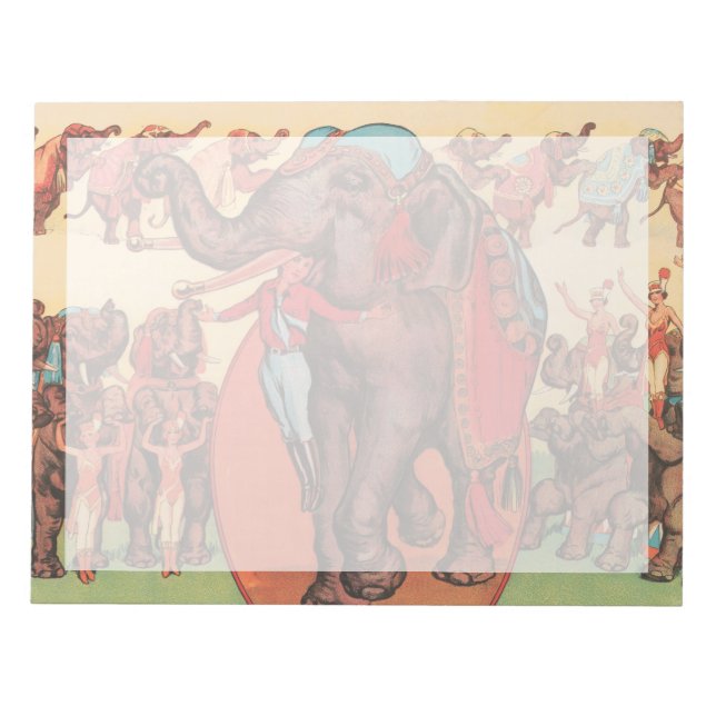 Performing Elephants With Women And Trainer. Notepad (Front)