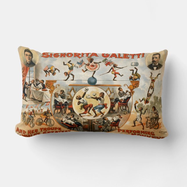 Performing Monkeys Signorita Galetti  Circus Lumbar Cushion (Front)