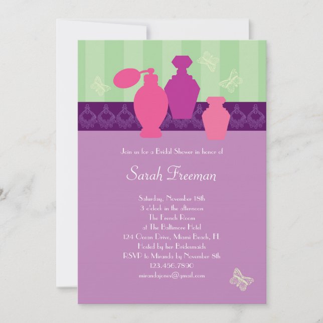 Perfum Bottles Bridal Shower Invitation (Front)
