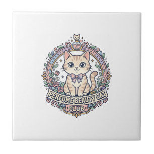 Perfume Beauty Cat Cute Cat T-Shirt Design - Perfu Ceramic Tile
