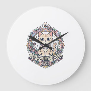 Perfume Beauty Cat Cute Cat T-Shirt Design - Perfu Large Clock