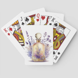Perfume Bottle and Gorgeous Lavender Flower Spray Playing Cards