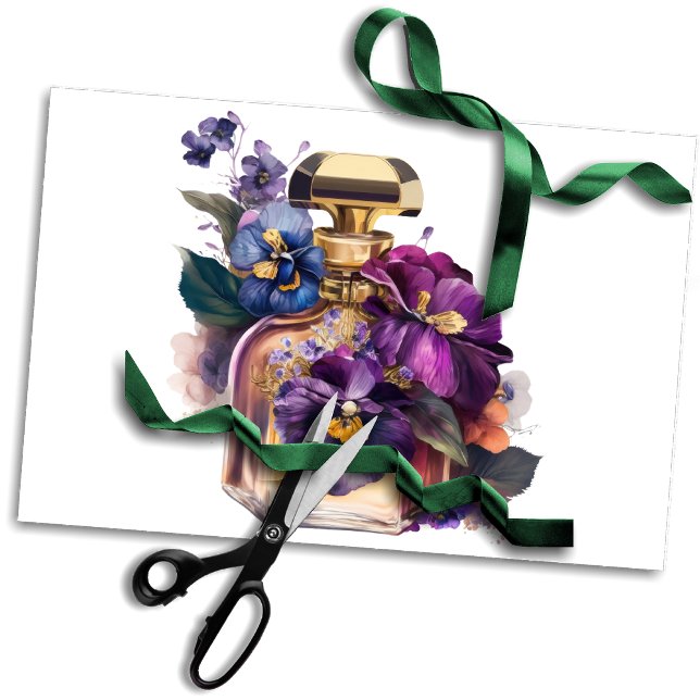 Perfume Bottle and Purple Morning Glory Flowers Tissue Paper (Creator Uploaded)