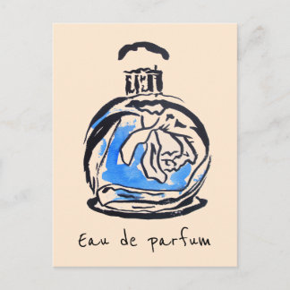 Perfume bottle fashion watercolour eau de parfum postcard