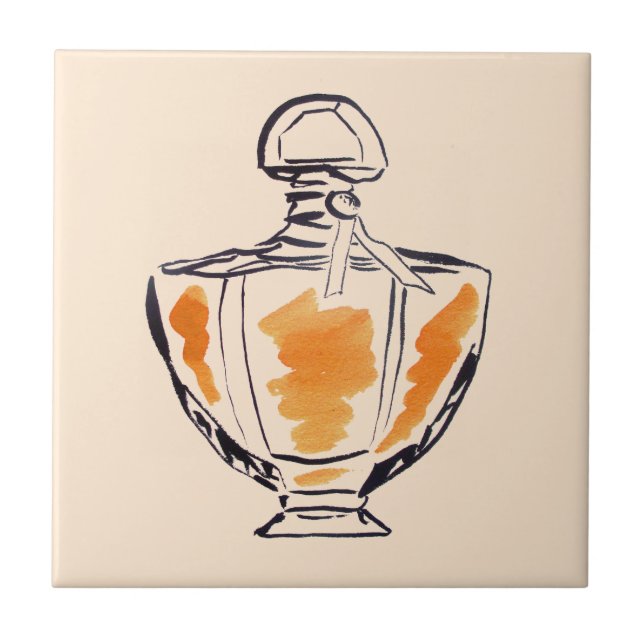 Perfume bottle fashion watercolour illustration ceramic tile (Front)