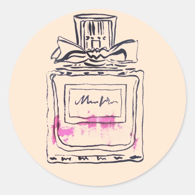 Perfume bottle fashion watercolour illustration classic round sticker (Front)
