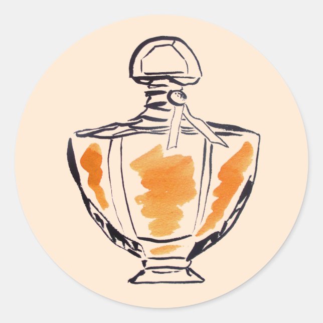 Perfume bottle fashion watercolour illustration classic round sticker (Front)