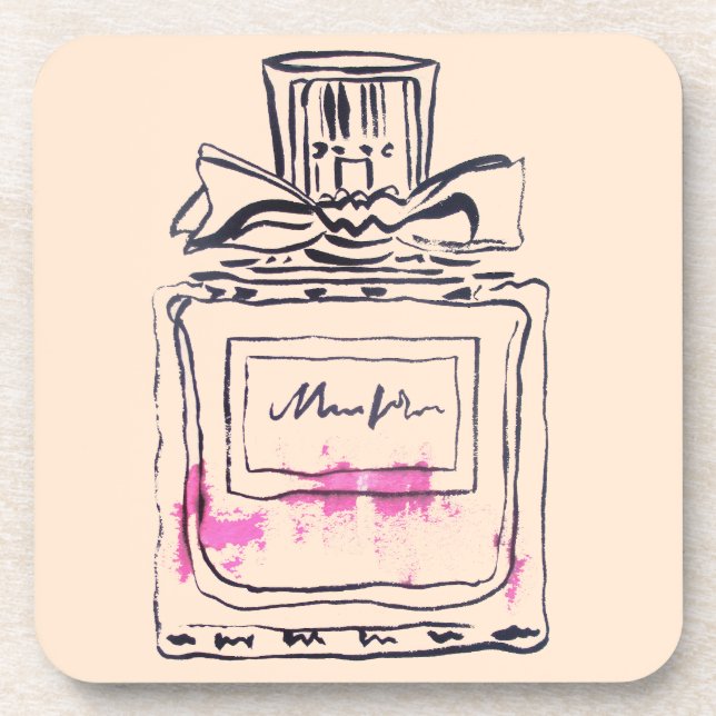 Perfume bottle fashion watercolour illustration coaster (Front)