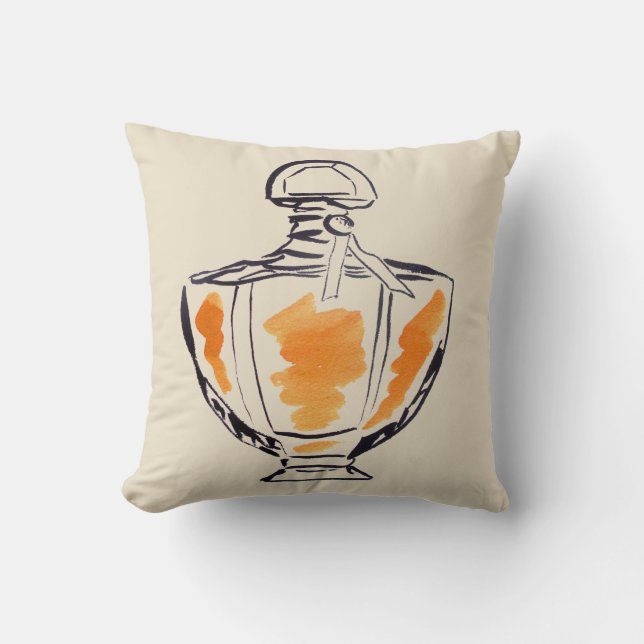 Perfume bottle fashion watercolour illustration cushion (Front)