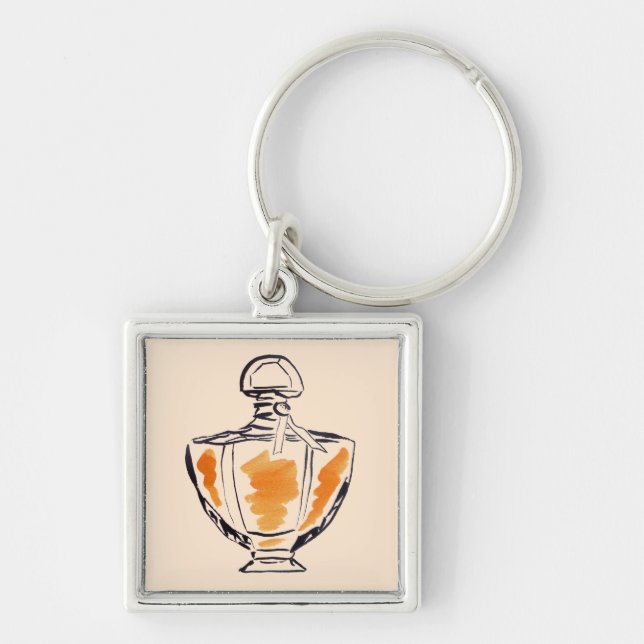 Perfume bottle fashion watercolour illustration key ring (Front)