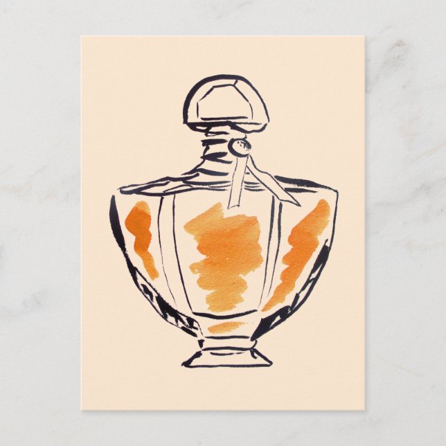 Perfume bottle fashion watercolour illustration postcard (Front)