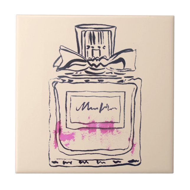 Perfume bottle fashion watercolour illustration tile (Front)