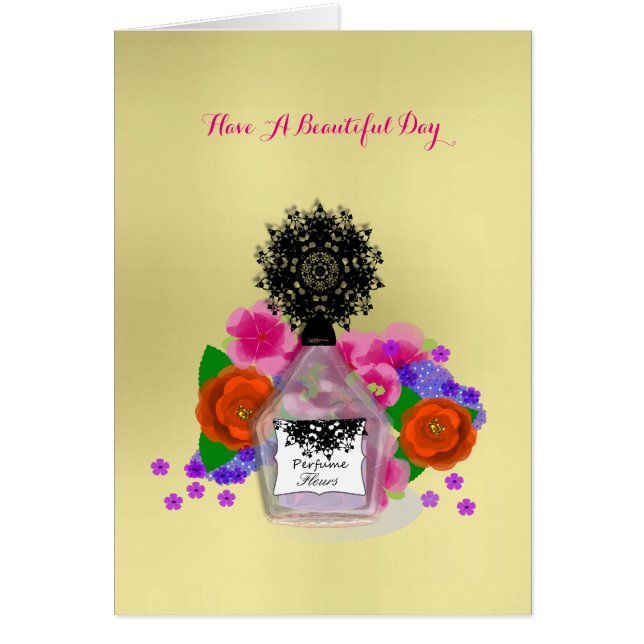 Perfume Bottle Flowers Feminine Elegant (Front)