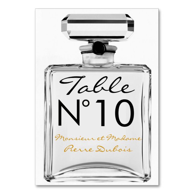 Perfume Bottle TABLE NUMBER Seating Table Card (Front)