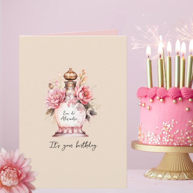 Perfume Personalised Birthday or Any Occasion Card (Easily change the text on this any occasion card, it's perfect for Birthdays, Mother's Day, & more!)