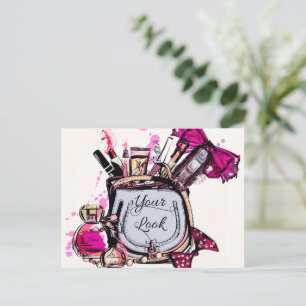 Perfume, Red Lipstick, and a High Heeled Shoe   Postcard