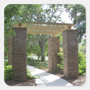 pergola on a path square sticker