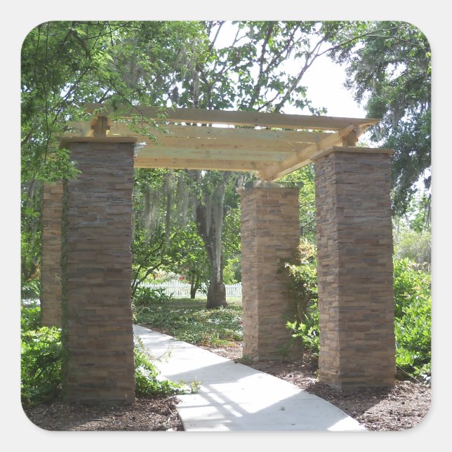 pergola on a path square sticker (Front)