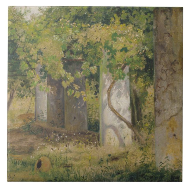 Pergola With Wine Grapes (Vineyard Landscape) Ceramic Tile (Front)